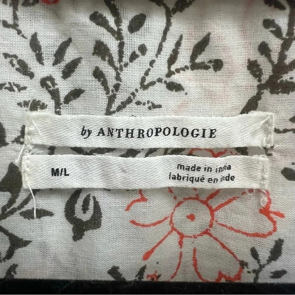 Anthropologie Enchanted Oversized Cotton Cream Floral Button Up Shirt size M/L - Picture 6 of 11